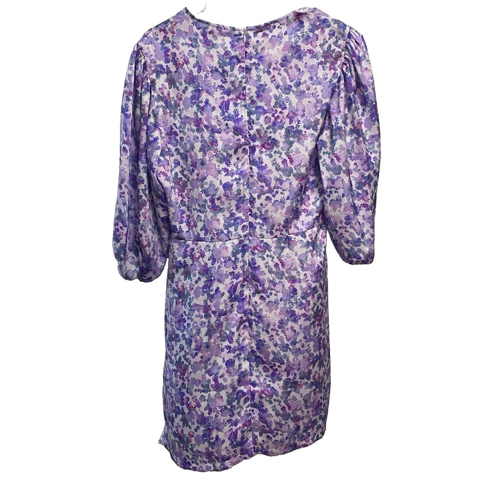 Maje Ruvard Women Pastel Purple Floral Draped Sheath Mini Dress Sz.40/US 8 M-NWT - Picture 6 of 11
